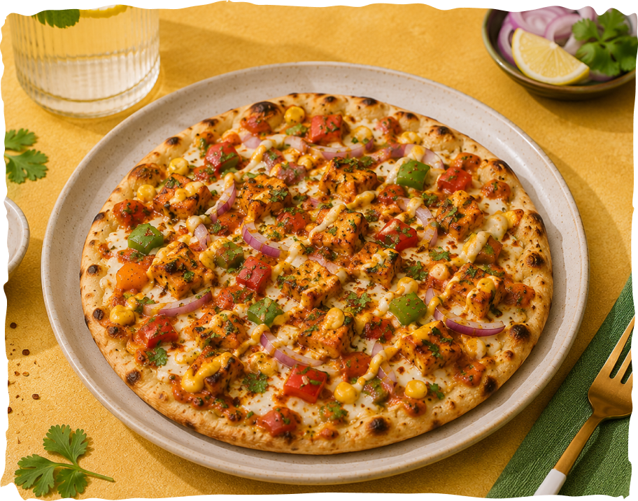 Masala Loaded Naan  Pizza